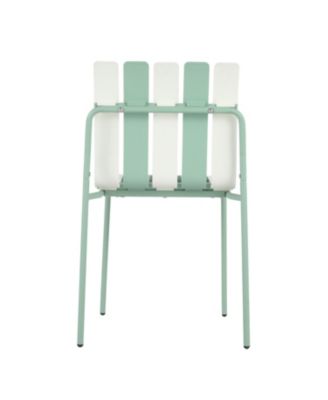 Striped Color Block Chairs - Waterproof, Metal Legs (White & Green)