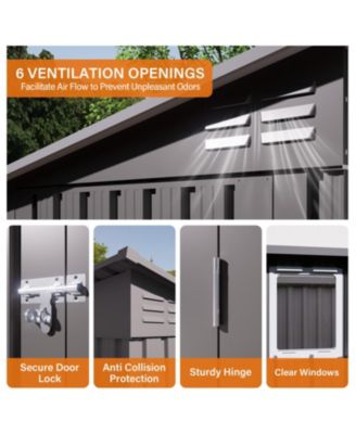 Streamdale 4x9 FT Outdoor Metal Garden Storage Shed with Sloping Roof & Vents - Gray