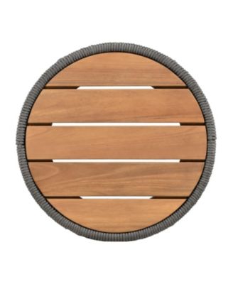 Streamdale Rattan Rope & Acacia Wood Side Table - Weather Resistant