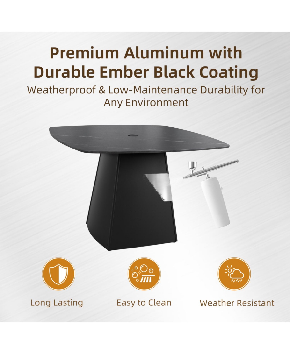 Streamdale Furniture 44" Black Sintered Stone Outdoor Dining Table