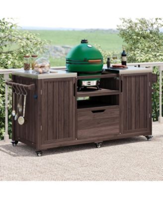 Streamdale Outdoor Kitchen Island for Big Green Egg & Kamado Joe - Dark Brown