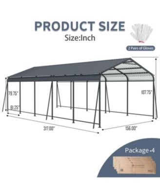 13x26.5 FT Heavy Duty Galvanized Steel Carport Canopy Garage