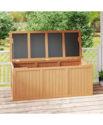 Streamdale 112 Gallon Wooden Deck Box - Outdoor Storage, Seat & Table Top