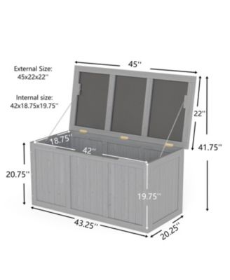 67 Gallon Wooden Deck Box - Outdoor Storage, Seat & Table Top