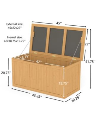 67 Gallon Wooden Deck Box - Outdoor Storage, Seat & Table Top