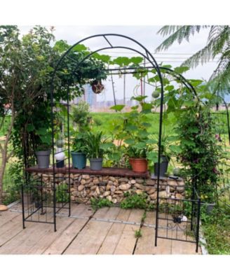 Streamdale Garden Arch Arbor Trellis - Metal Outdoor Wedding Arch - 7.15ft Black