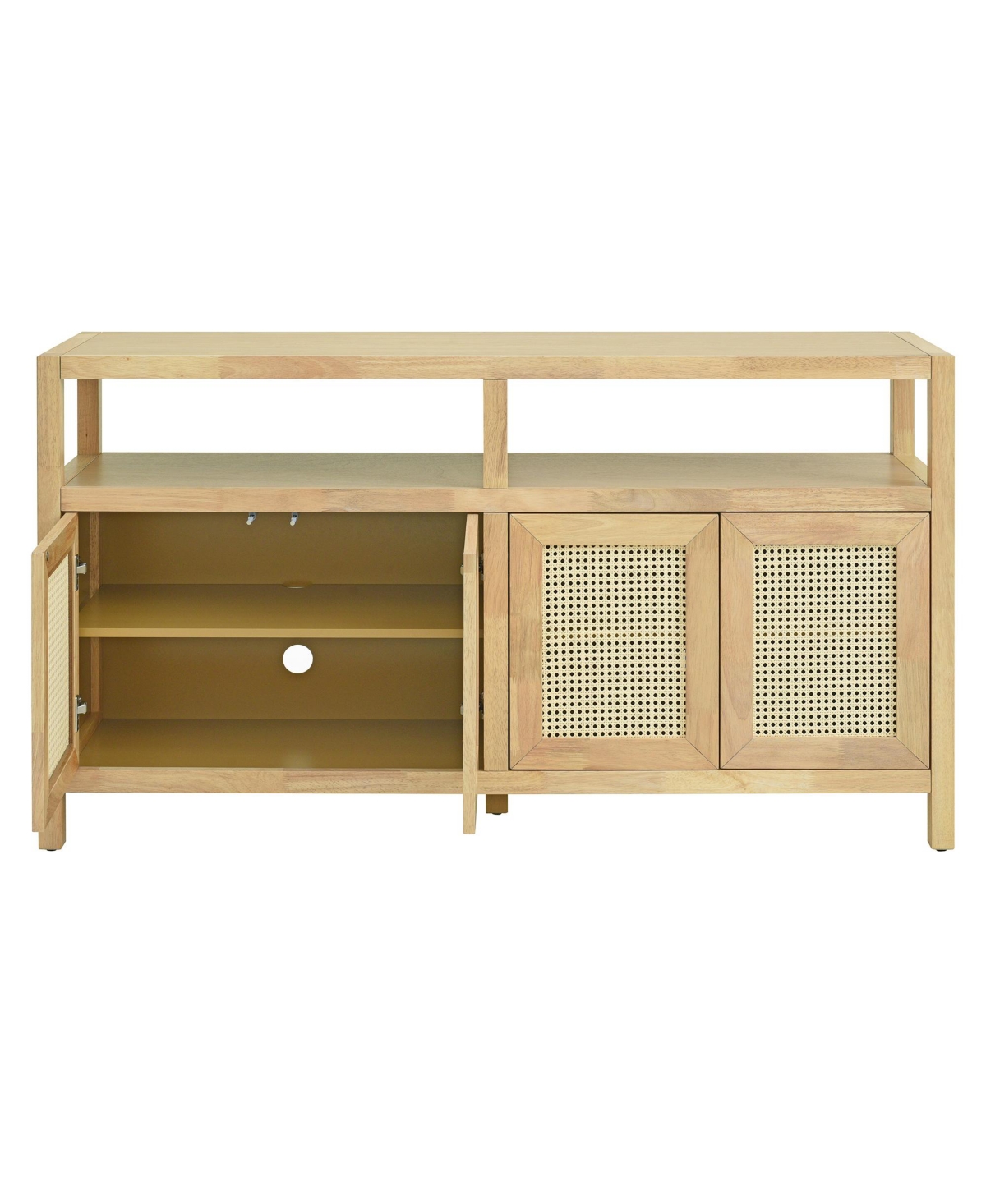 Streamdale Furniture Rattan Adjustable Shelves, Push-to-Open Buffet Cabinet