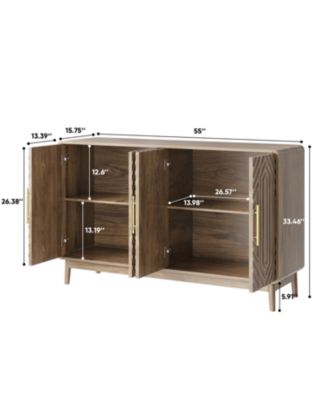 Streamdale Carved 4-Door Sideboard Buffet Cabinet with Adjustable Shelves