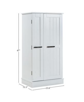 White Kitchen Pantry Cabinet with Adjustable Shelves