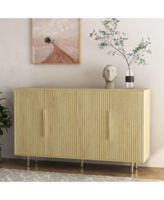 Wood Fluted Buffet Cabinet with Adjustable Shelves