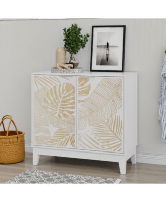 31.5" Vintage Carved Buffet Cabinet, 2 Doors, Adjustable Shelves