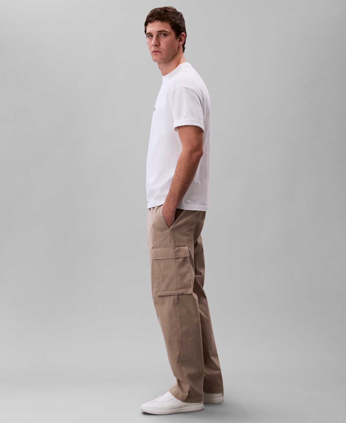 Calvin Klein Men's Straight Fit Cargo Pants In Brown