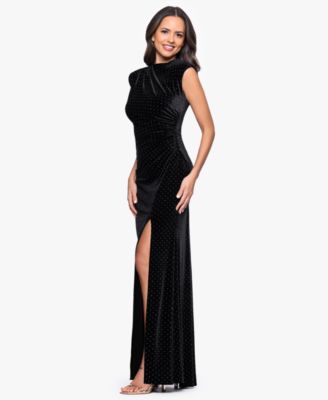 Petite Mock Neck Velvet Gown