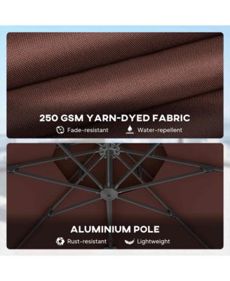 11' Offset Patio Umbrella with Cross-Base, Rotate, Tilt, Wine