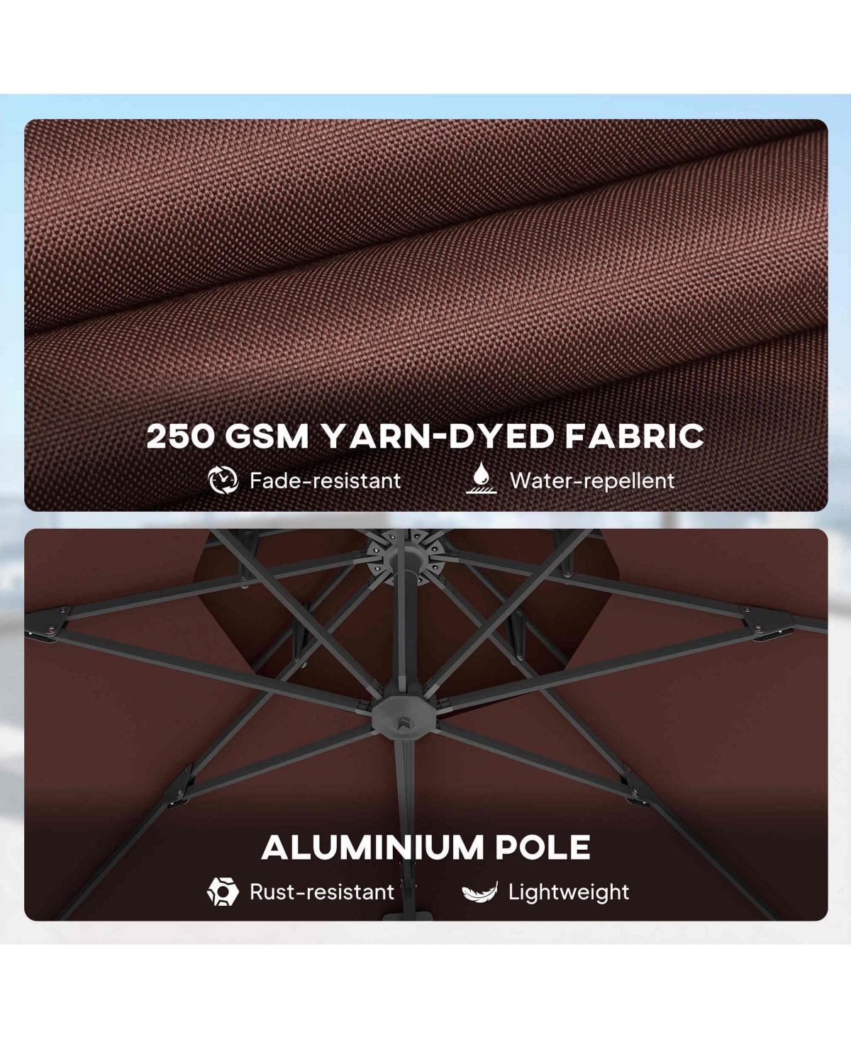 Outsunny 11' Offset Patio Umbrella with Cross-Base, Rotate, Tilt, Wine