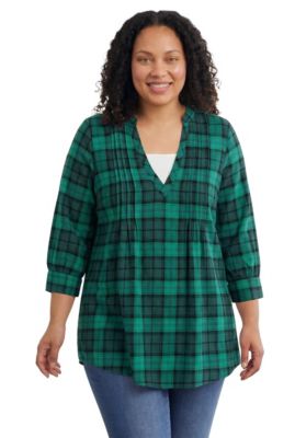 Plus Size Flannel Tunic With Layered Look