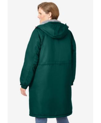 Plus Size Mid-Length Microfiber Parka
