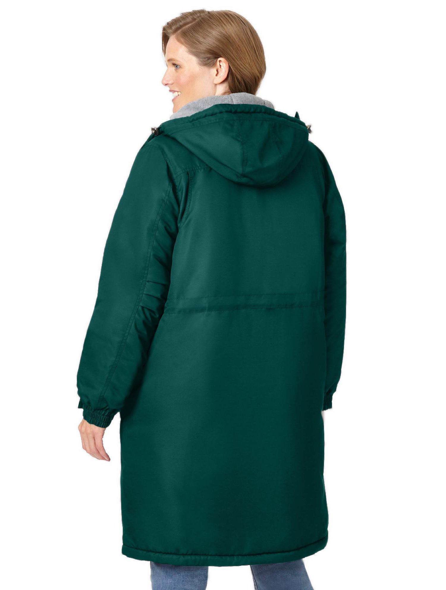 Plus Size Mid-Length Microfiber Parka