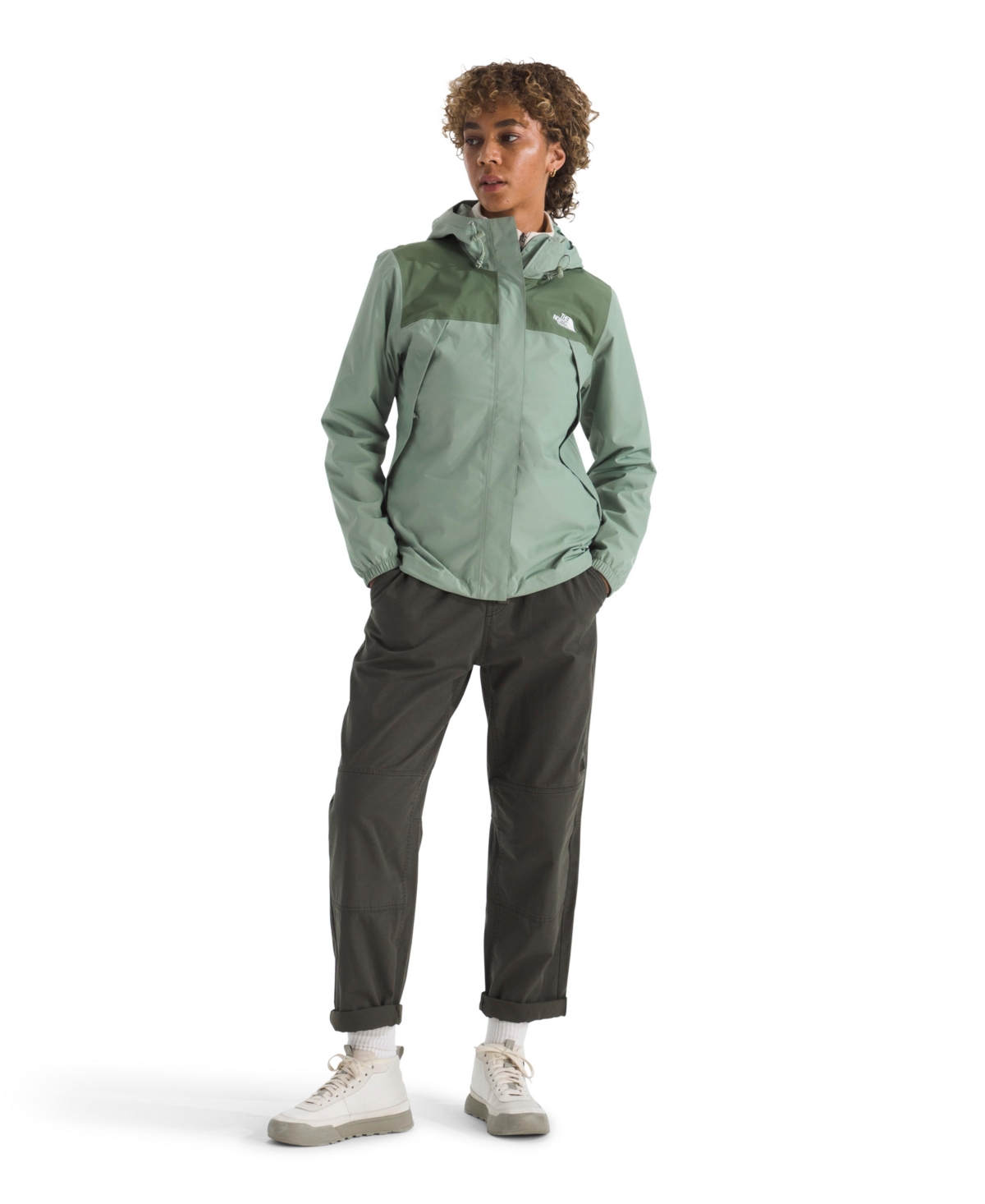 The North Face Antora Waterproof Hooded Rain Jacket In Green