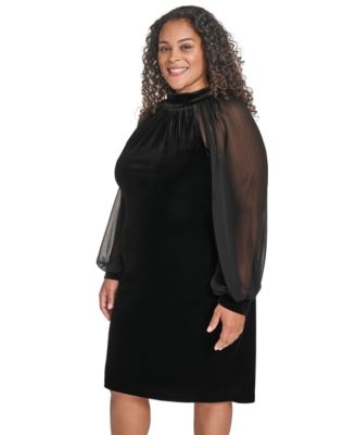 Plus Size Mock Neck Long Dress