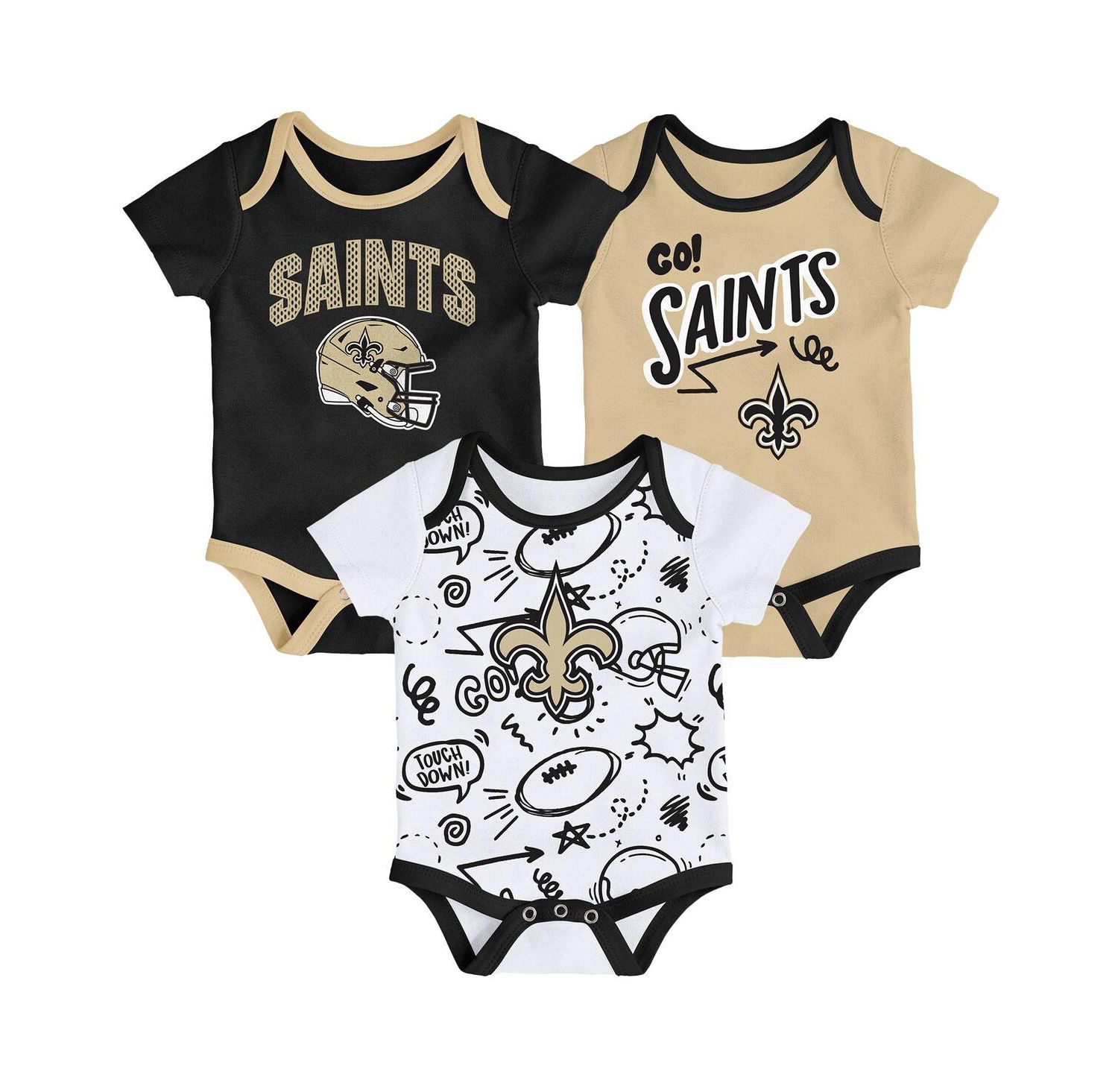 Infant 3-Piece New Orleans Saints All Day Play Bodysuit Set