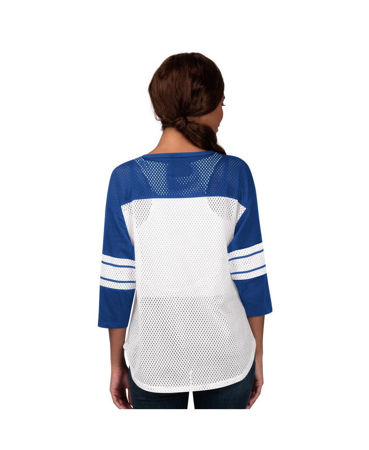 G-iii 4her By Carl Banks Women's Royal Los Angeles Rams First Team 3/4-sleeve Mesh T-shirt In Blue