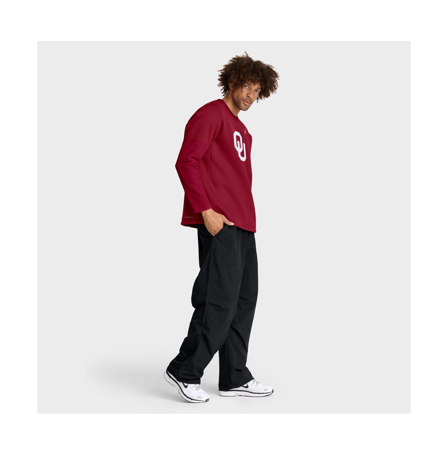 Мужская футболка Jordan Crimson Oklahoma Sooners 2025 Sideline Coach Performance Long Sleeve — фото 4