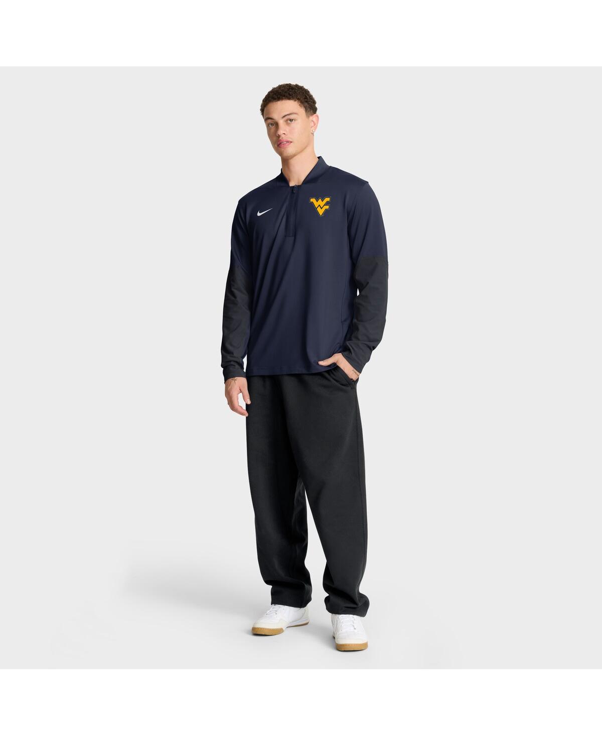 Nike Men's Navy West Virginia Mountaineers One Goal Performance Half-zip Pullover Sweatshirt In Blue