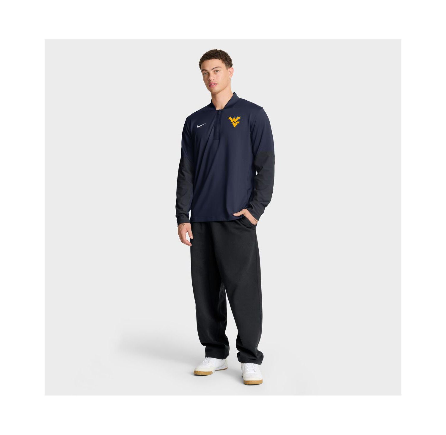 Men's Navy West Virginia Mountaineers One Goal Performance Half-Zip Pullover Sweatshirt