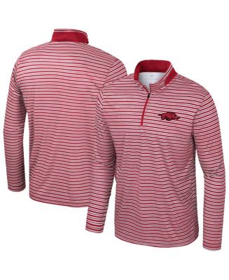 Colosseum Men's Cardinal Arkansas Razorbacks Striped Quarter-Zip ...