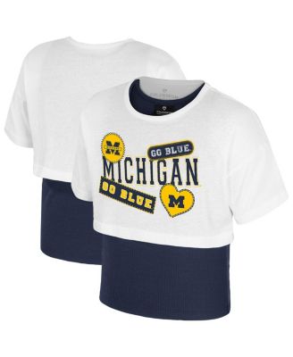 Colosseum - Big Girls&nbsp;White Michigan Wolverines Gale Cropped 2Fer Top