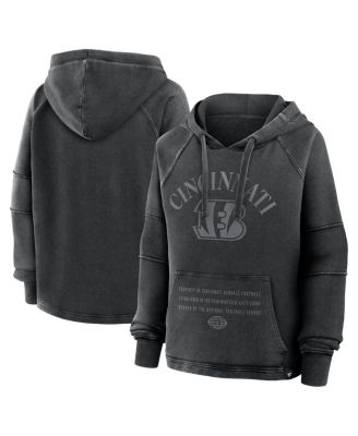Fanatics - Women's Black Cincinnati Bengals Oversized Raglan Gridiron Hoodie