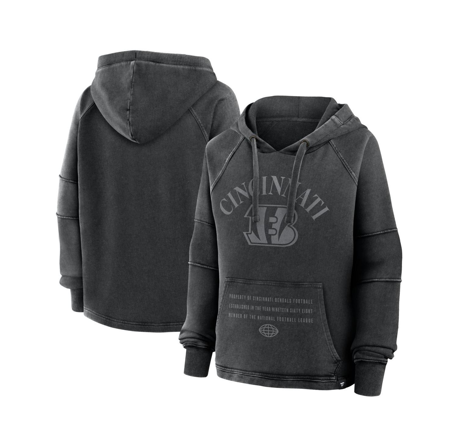 Women's Black Cincinnati Bengals Oversized Raglan Gridiron Hoodie