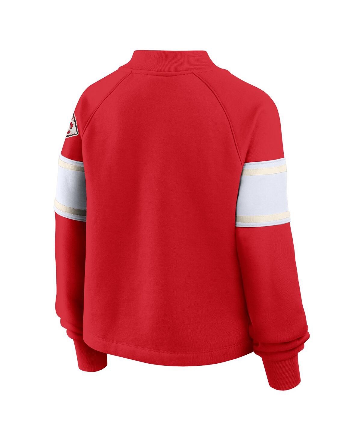 Fanatics Women's Red Kansas City Chiefs Oversized Hometown Toss Sweep Raglan Pullover Sweatshirt In Red