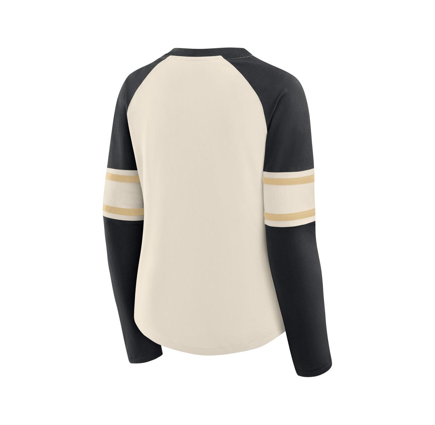 Women's Cream/Black New Orleans Saints Hometown Gridiron Hero Raglan Lace-Up V-Neck Long Sleeve T-Shirt