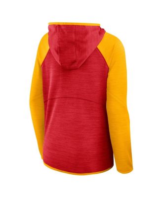 Women's Red/Gold Kansas City Chiefs Redzone End Around Pass Raglan Full-Zip Hoodie