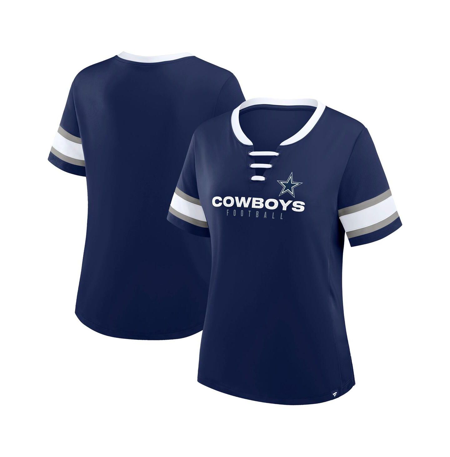 Женская футболка Fanatics Navy Dallas Cowboys Redzone Draw Play Athena Lace-Up — фото 1