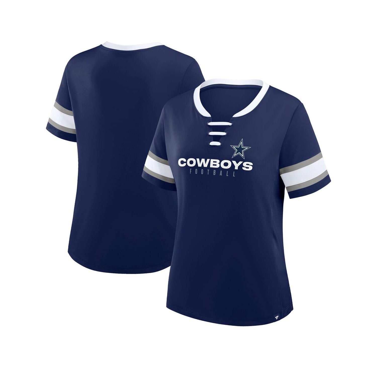 Women's Navy Dallas Cowboys Redzone Draw Play Athena Lace-Up T-Shirt