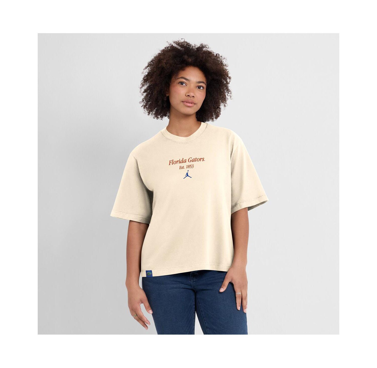 Women's Tan Florida Gators Established Tag Boxy T-Shirt