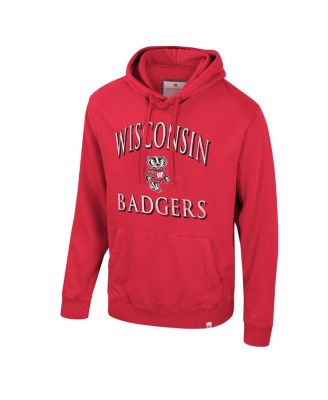 Men's Red Wisconsin Badgers Big Tall Cap E-Tan Pullover Hoodie