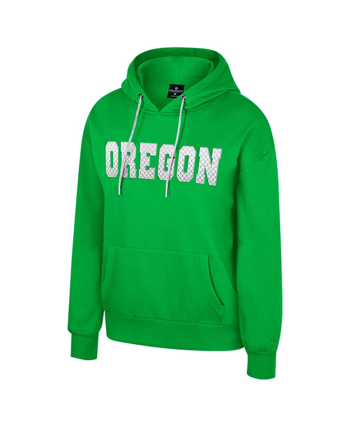 Colosseum Women's Green Oregon Ducks Reflection Rhinestone Drawcord Pullover Hoodie In Multi