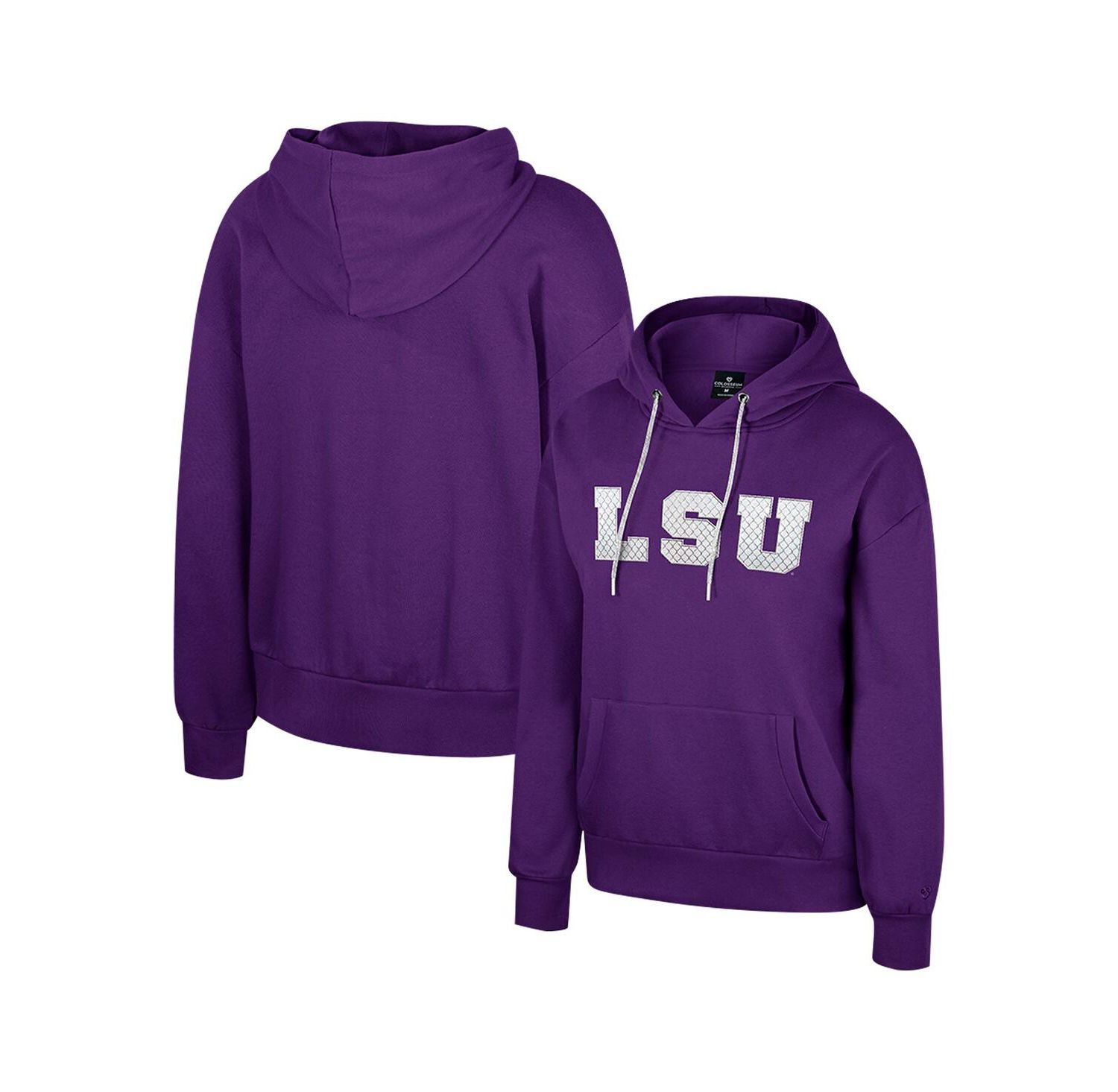 Women's Purple LSU Tigers Reflection Rhinestone Drawcord Pullover Hoodie