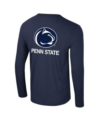 Men's Navy Penn State Nittany Lions Logo Lockup 3-Hit Active Blend Long Sleeve T-Shirt