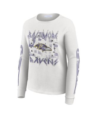 Women's White Baltimore Ravens Graphic Waffle Long-Sleeve T-Shirt