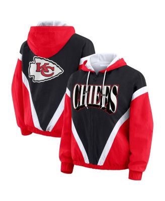 WEAR by Erin Andrews - Women's Red/Black Kansas City Chiefs Retro Crinkle Full-Zip Hoodie Windbreaker