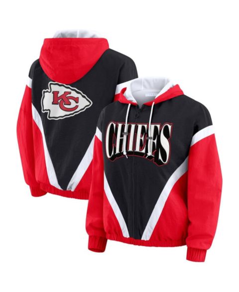 Женские худи WEAR by Erin Andrews Women's Red/Black Kansas City Chiefs Retro Crinkle Full-Zip Windbreaker