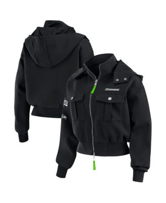 WEAR by Erin Andrews - Women's Black Seattle Seahawks Patch Pocket Bomber Jacket