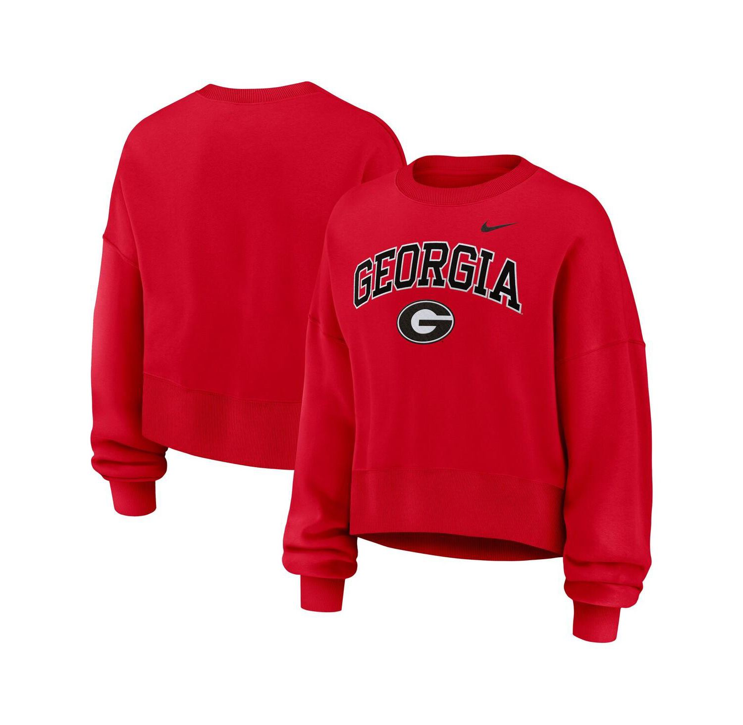 Women's Red Georgia Bulldogs Oversized Phoenix Arch Pullover Sweatshirt