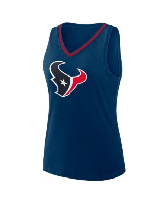 Women's Navy Houston Texans Stellar Win V-Neck Tank Top