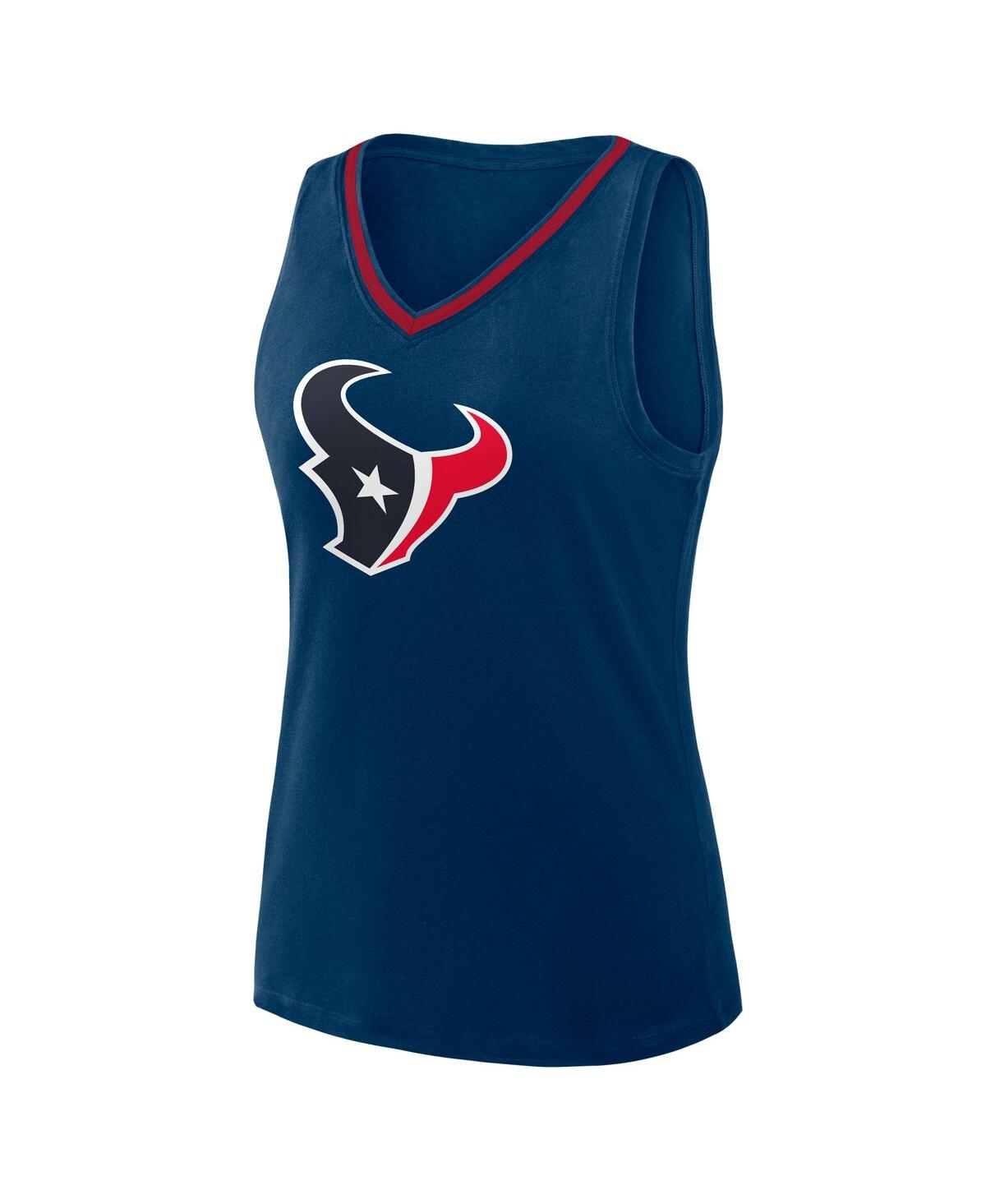 Logo Athletic Women's Navy Houston Texans Stellar Win V-neck Tank Top In Blue